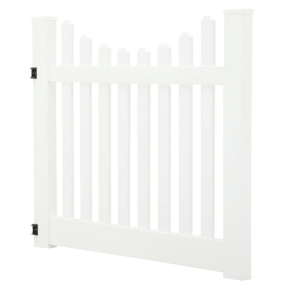 Barrette Outdoor Living Kettle Scallop 5 ft. W x 4 ft. H White Vinyl Un-Assembled Fence Gate 73014760