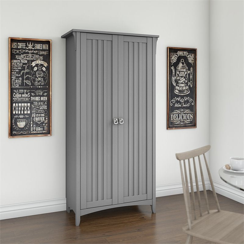 Bowery Hill Furniture Salinas Kitchen Pantry Cabinet with Doors in Cape Cod Gray