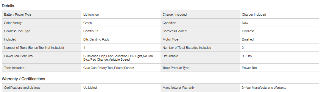 RYOBI PCL1401K2N ONE+ 18V Cordless 4-Tool Hobby Compact Kit with (2) 1.5 Ah Batteries and Charger