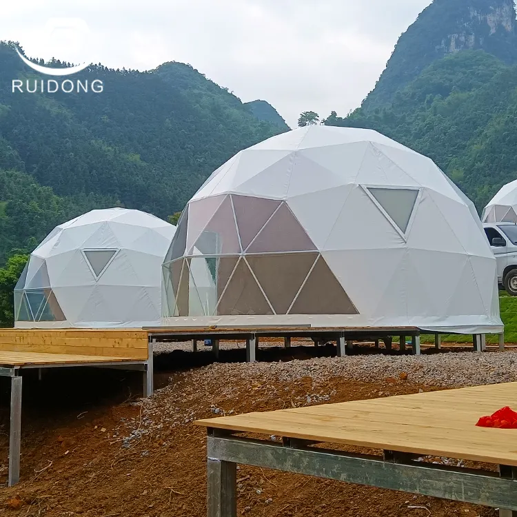 Luxury Geodesic Dome Tent for Glamping and Family Resort with Triangle Ventilation Camping Hotel House