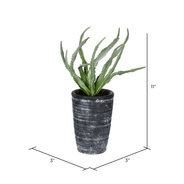 Artificial Green Gray Potted Haworthia.