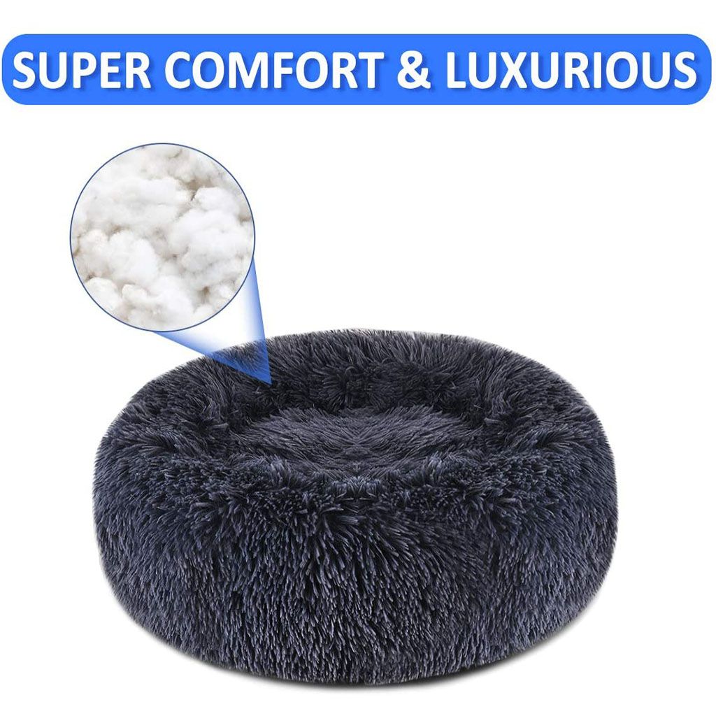 Sixtyshades Pet Dog Cat Calming Bed Warm Plush Donut Cuddler Round Sleeping Cushion Bed for Dogs and Cats Self-Warming and Cozy 