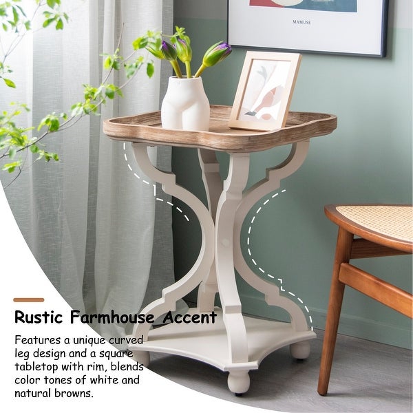 COZAYH Rustic Farmhouse Tray Top End Table