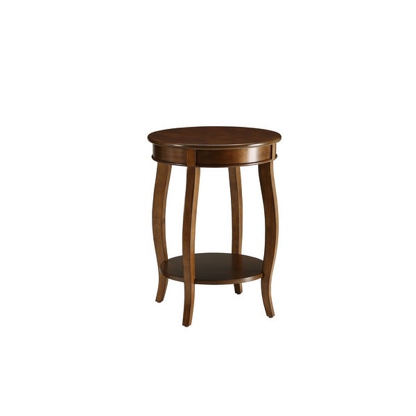 Aberta Side Table Wooden Round Cabriole Leg TableandBottom Shelf in Red