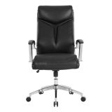 Modern Comfort Verismo Bonded Leather High-Back Executive Chair， Black/Chrome， BIFMA Certified