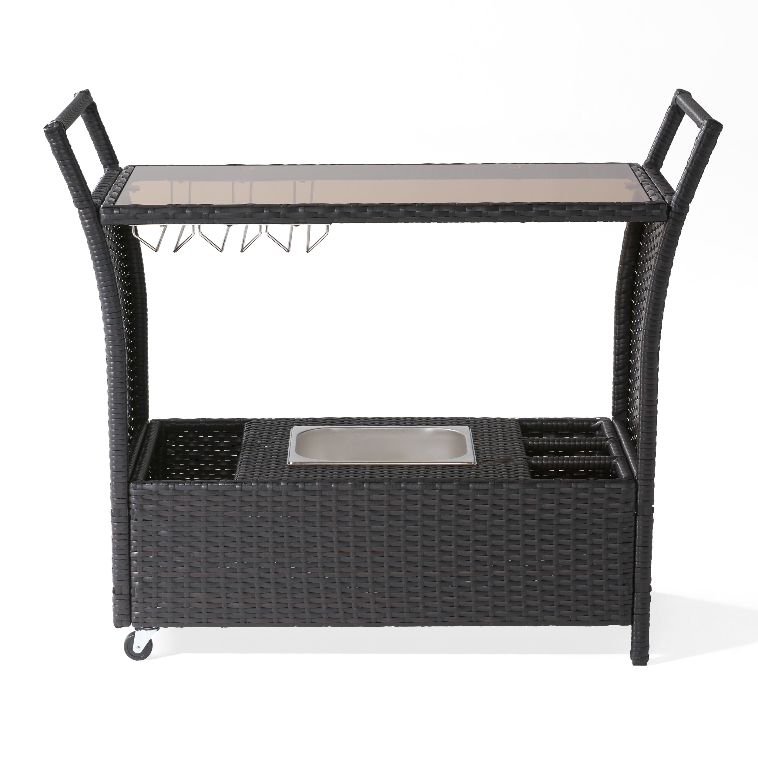 Benett Outdoor Wicker Serving Bar Cart