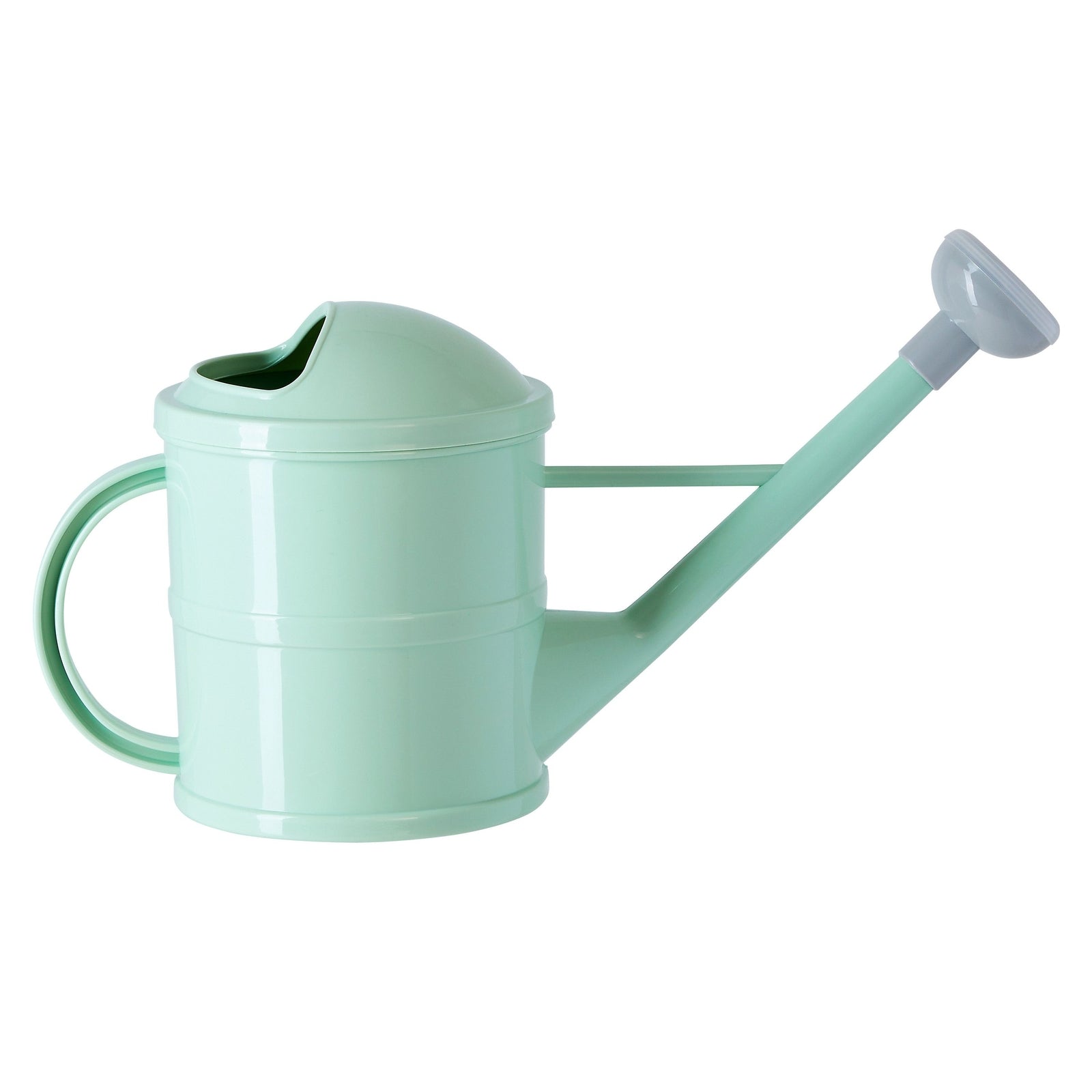 Small Mint Green Plastic Watering Can with Long Spout Sprinkler Head for Garden, Indoor and Outdoor Plants, Flowers, 0.4 Gallon