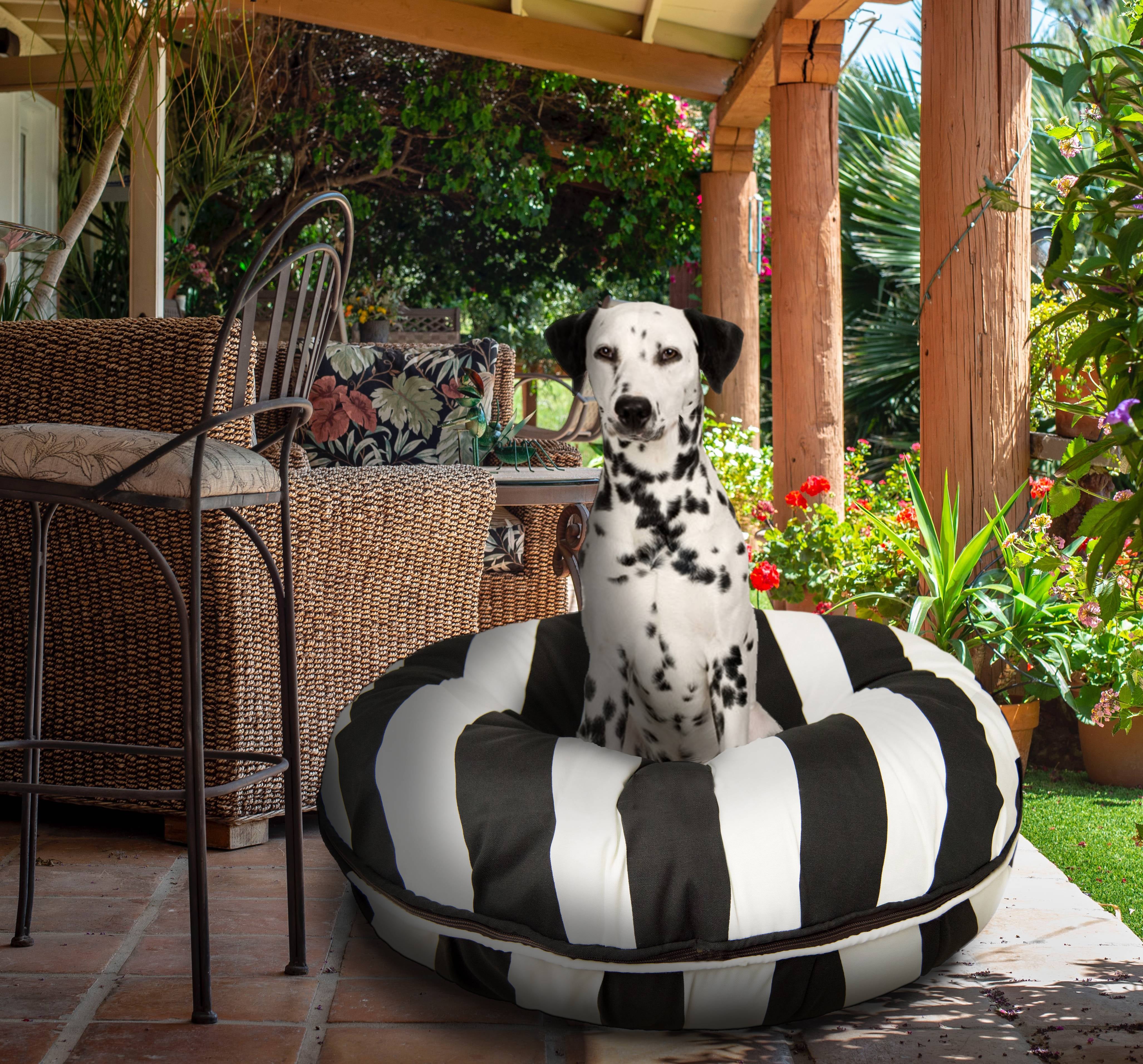 Bessie and Barnie Water Resistant Panda Stripes Indoor/Outdoor Durable Bagel Pet/Dog Bed with Removable Cover