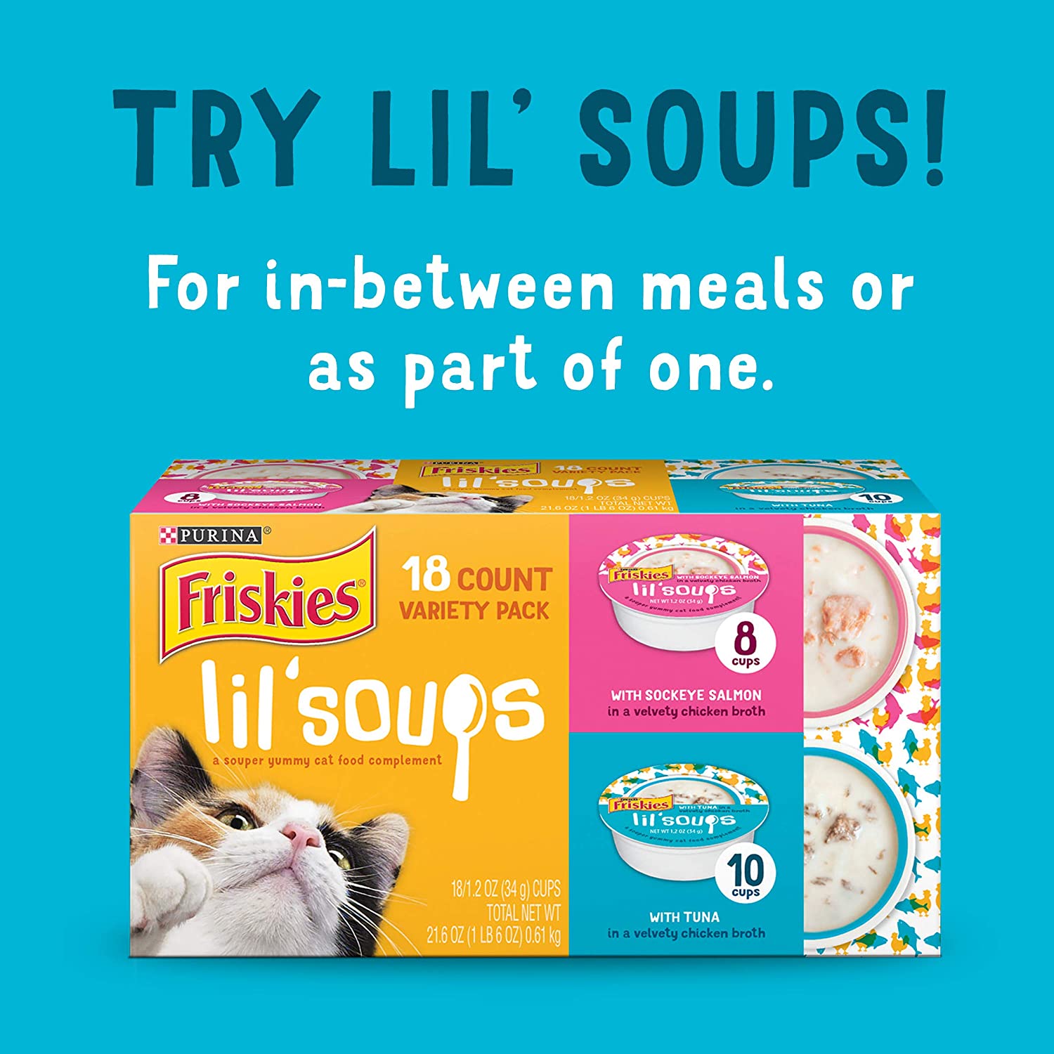 Purina Friskies Gravy Wet Cat Food Complement Variety Pack Lil' Grillers Chicken， Turkey， Ocean Fish and Tuna - (30) 1.55 oz. Pouches