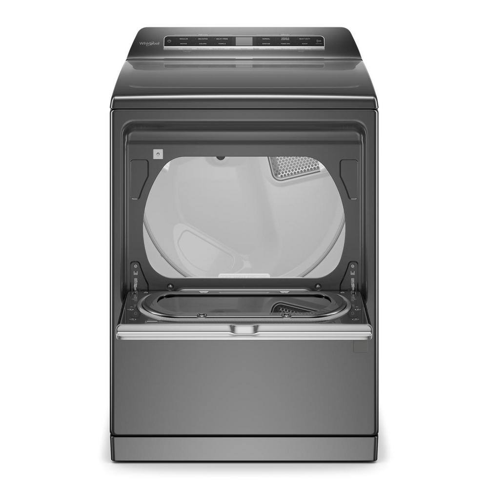 Whirlpool 7.4 cu. ft. 120-Volt Smart Chrome Shadow Gas Vented Dryer with a Hamper Door and Steam ENERGY STAR WGD7120HC