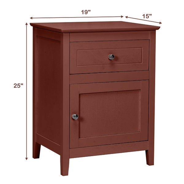 Nightstand with Drawer Accent Side End Table Storage Cabinet