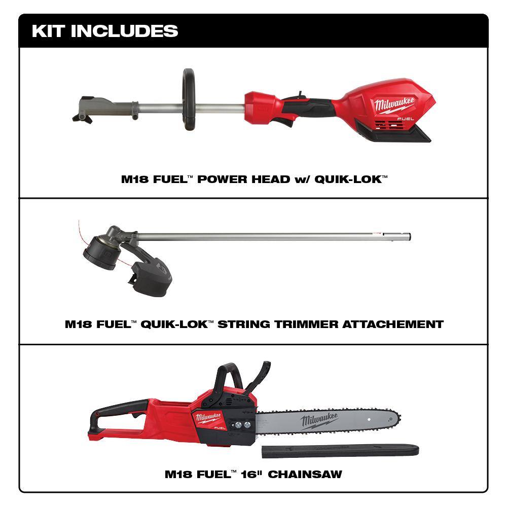 MW M18 FUEL 18V Lithium-Ion Cordless Brushless QUIK-LOK String Trimmer and Chainsaw Combo Kit (2-Tool) 2825-20ST-2727-20