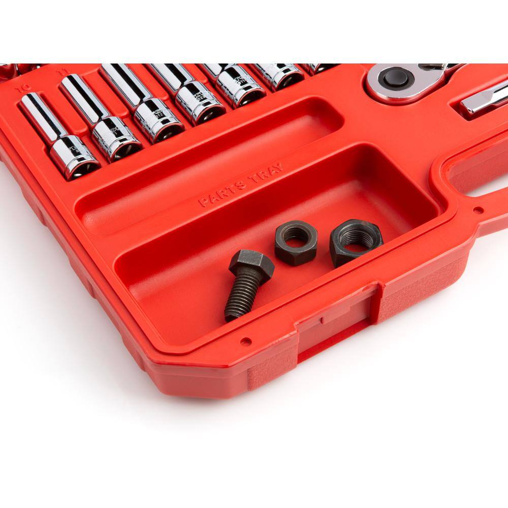 TEKTON 12 in. Drive 6-Point Socket and Ratchet Set 38 in. to 1 in. 10 mm to 24 mm (58-Piece) SKT25301