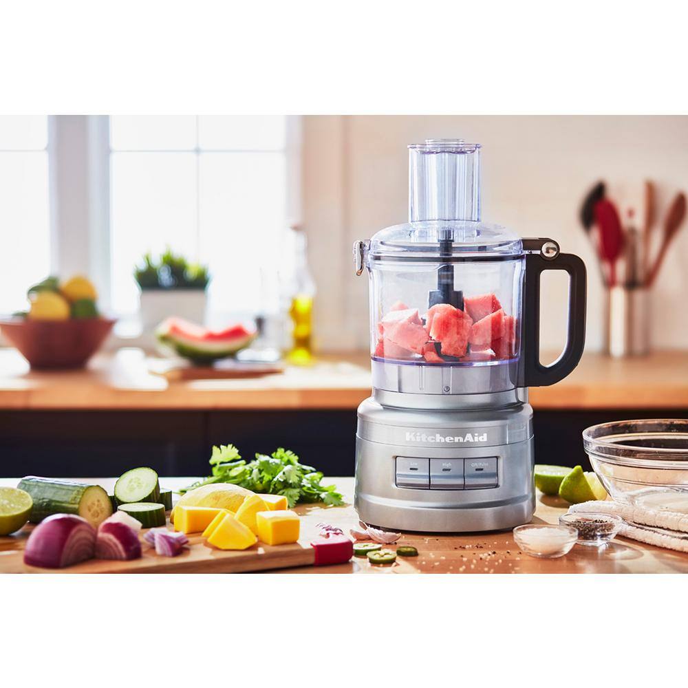 KitchenAid 7-Cup 3-Speed Contour Silver Food Processor with Locking Lid KFP0718CU