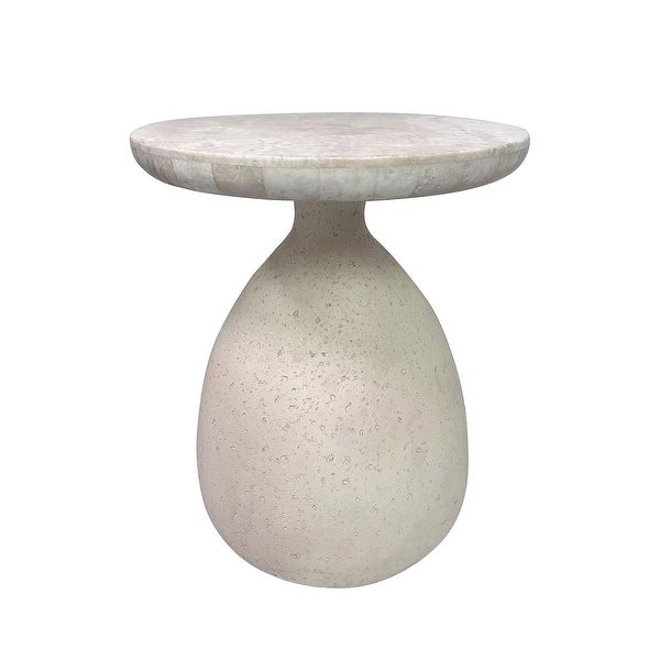 Gina Cream Travertine Side Table - 15.8