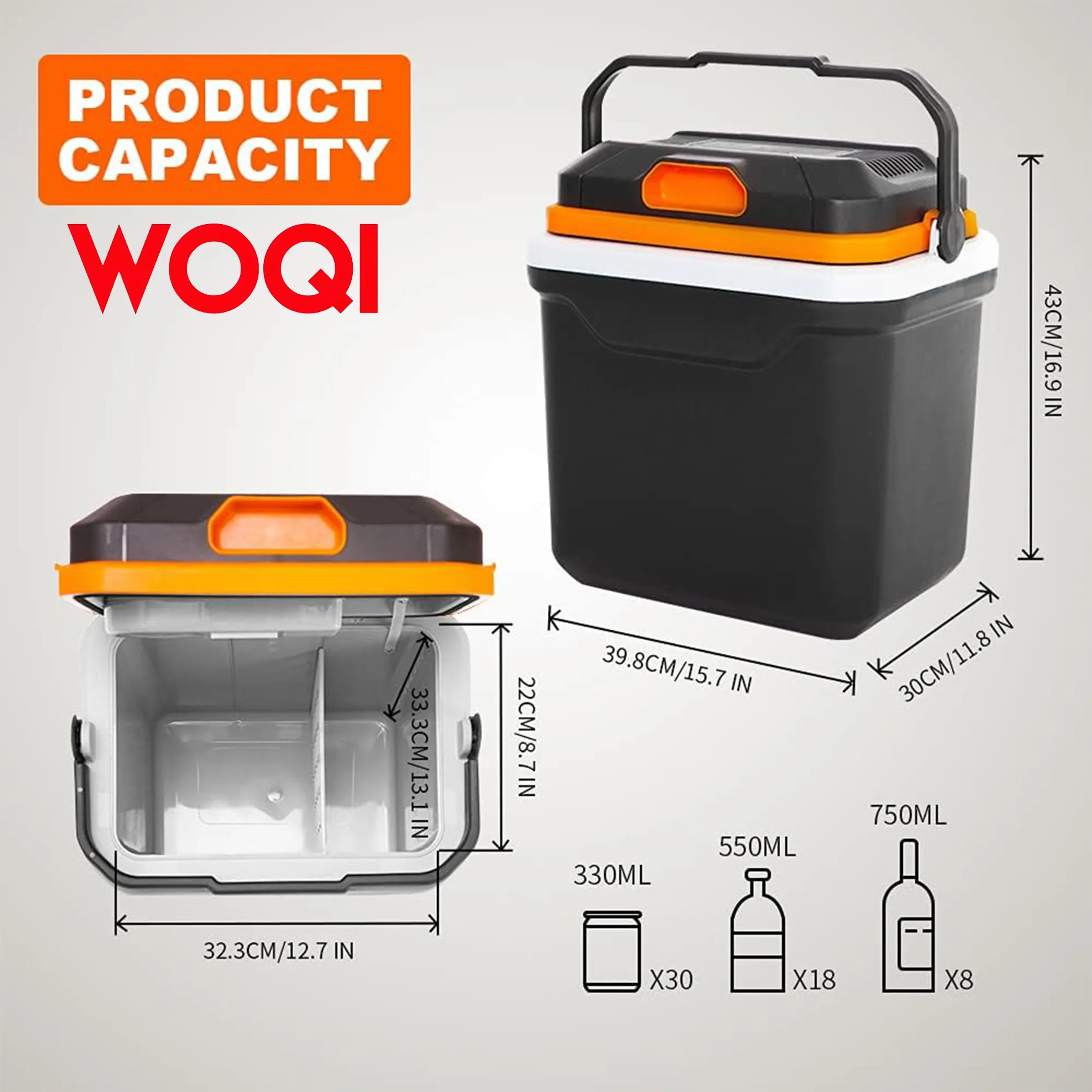 WOQI cooler and heater  electric ice cooler for travel  camping  vehicles  trucks  and homes