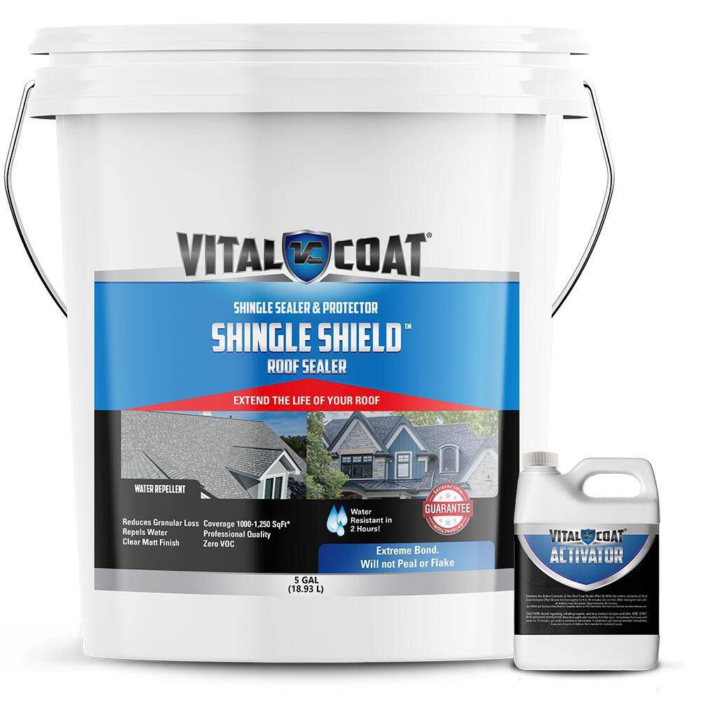 VITAL COAT 5 Gal. Clear Matt 100% Acrylic Shingle Shield Roof Coating for Asphalt Fiberglass and Clay Shingles VCSS5G