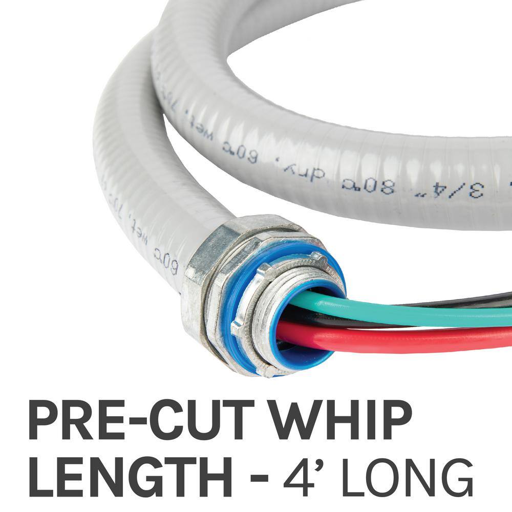 Cambridge 12 in. x 4 ft. 103 Flexible PVC Conduit AC Whip Cable 200048