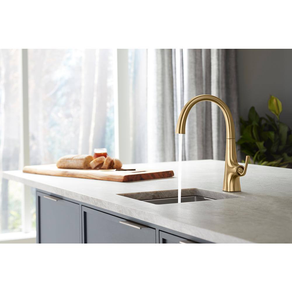 KOHLER Graze Single Handle Bar Sink Faucet with Swing Spout in Vibrant Brushed Moderne Brass 22065-2MB