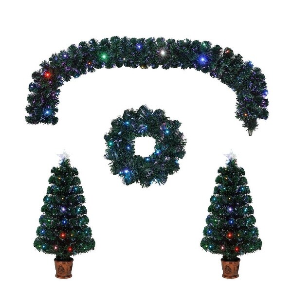 Prelit Optical Fiber Christmas Artificial Tree 4Piece Set