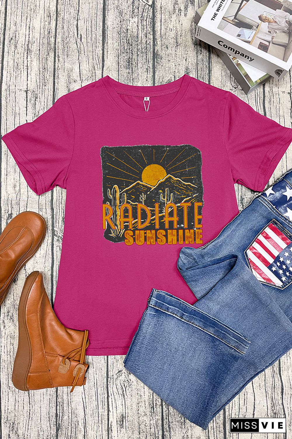 Radiate Sunshine Cactus Desert Graphic Tee Wholesale