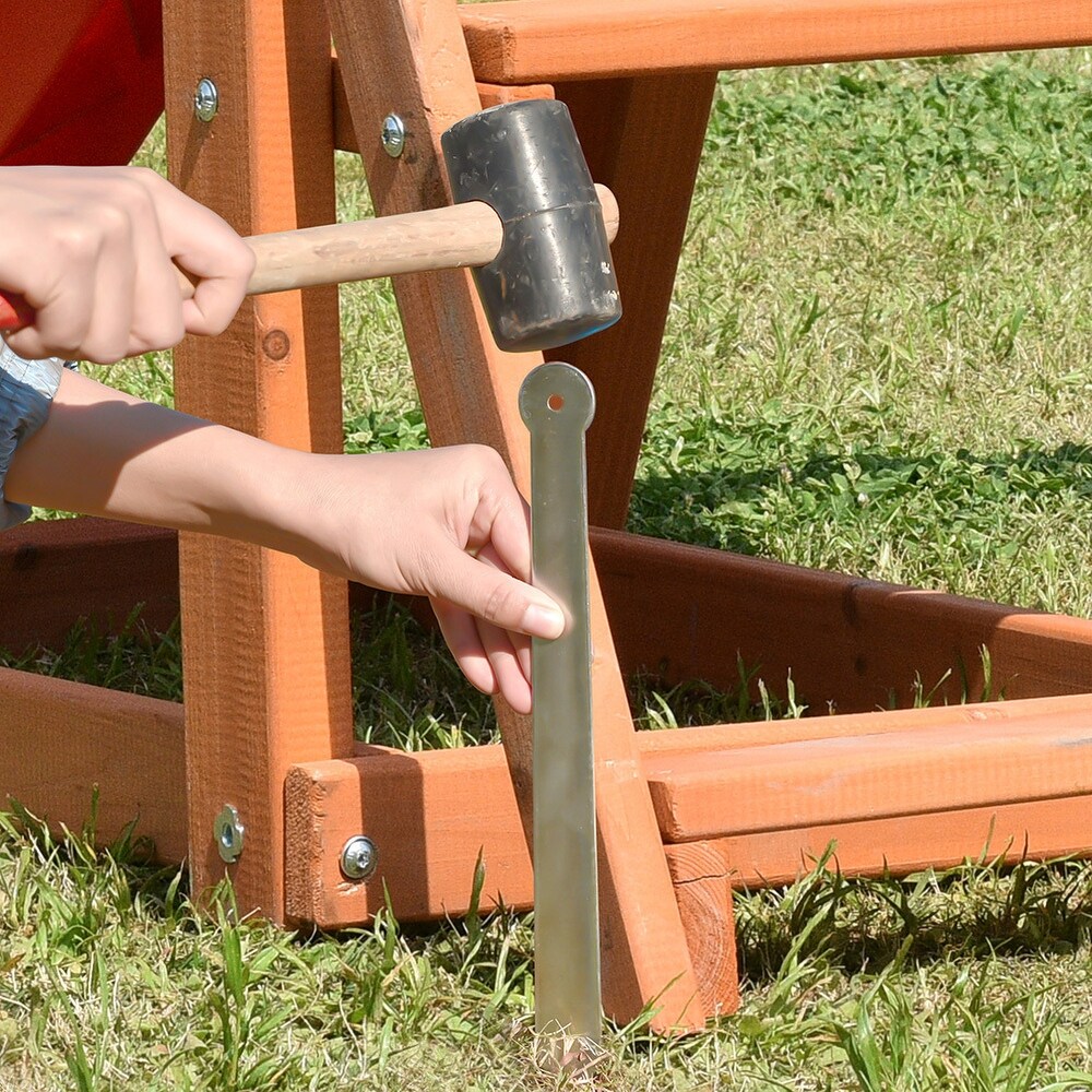 Outdoor Backyard Playground Climb Swing Set with Slide for Kids