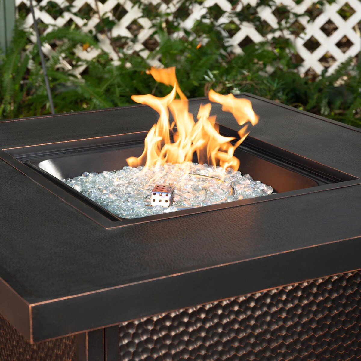 Ultimate Patio La flore 40-Inch Square Aluminum Propane Gas Fire Pit