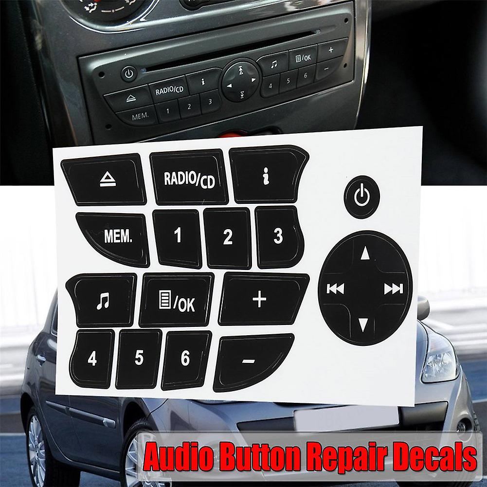 Car Interior Moulding Trim Stickers 2pcs Center Console 16 Buttons Audio Button Repair Decals For Renault Clio Megane 2009-2011