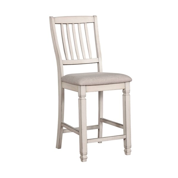 Wooden Counter Height Dining Chairs， Set of 2， Beige and White