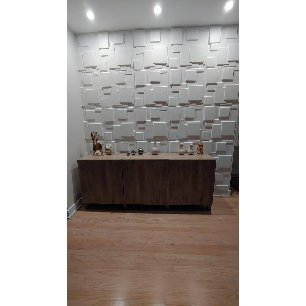 Art3dwallpanels 3D Wall Panel White Decorative Wall Paneling Waterproof 19.7 in. x 19.7 in. (12-PiecesCase) T10hd033W