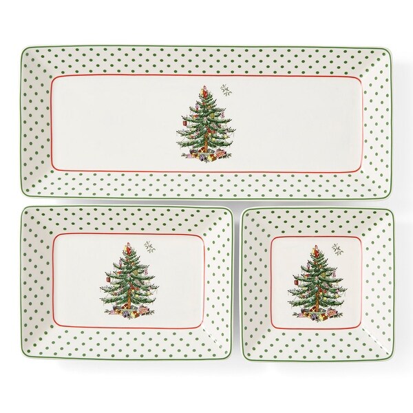 Spode Christmas Tree Polka Dot 3Piece Traditional Nesting Trays