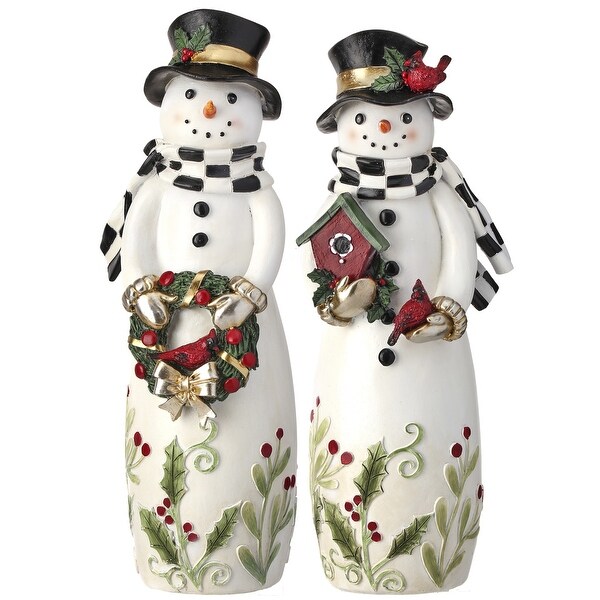 12 Resin Snowman With Check Design Set of 2