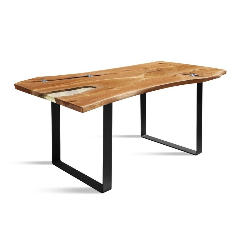 BANUR 13 Solid Wood Dining Table   Natural Oak/Industrial Black