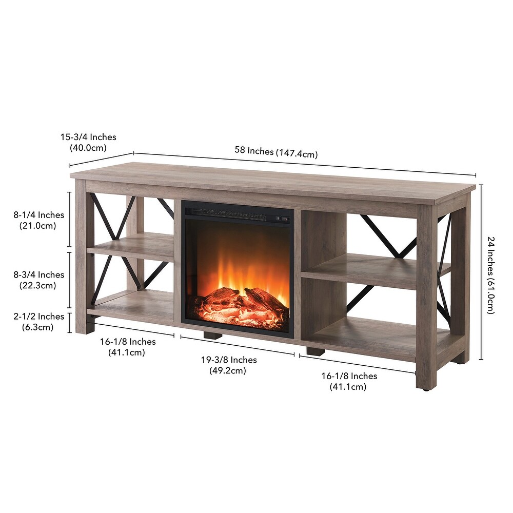 Sawyer TV Stand with Log Fireplace Insert