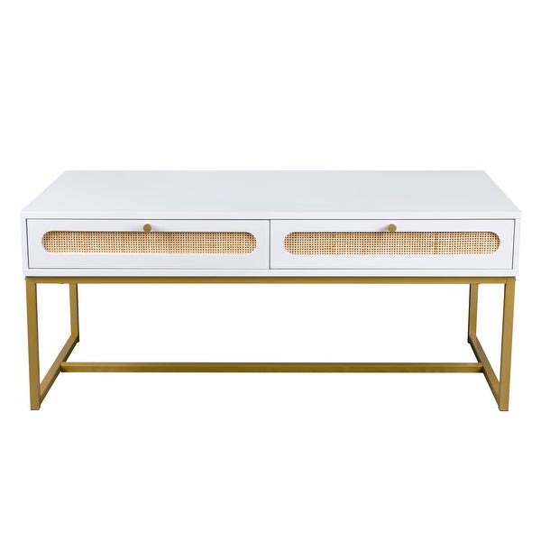 JASIWAY Rectangular Rattan Drawer Coffee Table