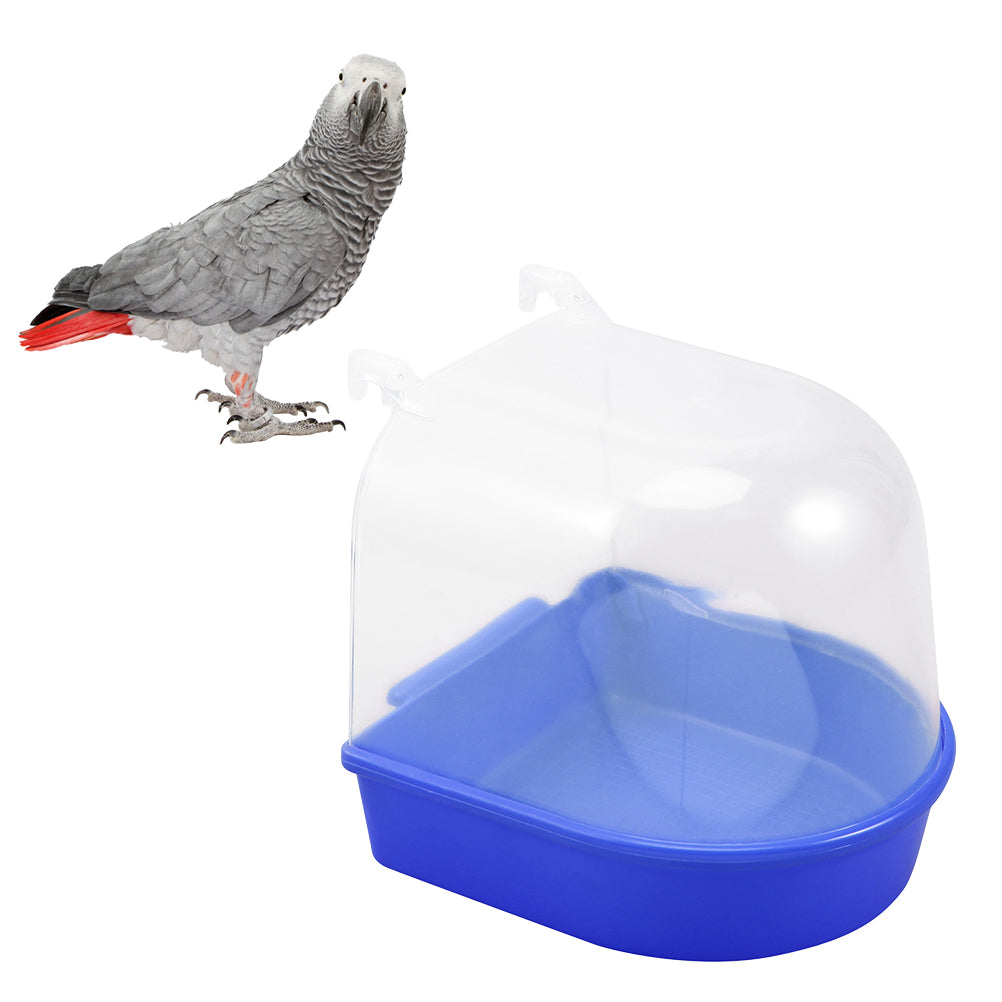 HEMOTON Caged Bird Bath Multi Cage Bird Bath Covered for Small Brids Canary Budgies Parrot (Blue)