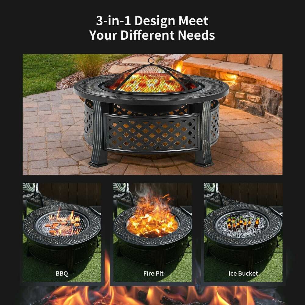 Outdoor Fireplace with BBQ Grill and High temp Resistance Finish   32\