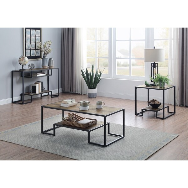 Industrial Style Industrial Metal Base Composite Wood Console Table， Suitable for Living Room， Hallway， Office