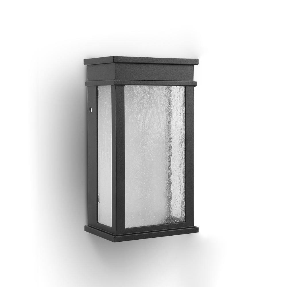 LUTEC 1-Light Black Integrated LED Outdoor Wall Lantern Sconce with Dusk to Dawn Feature 5104101