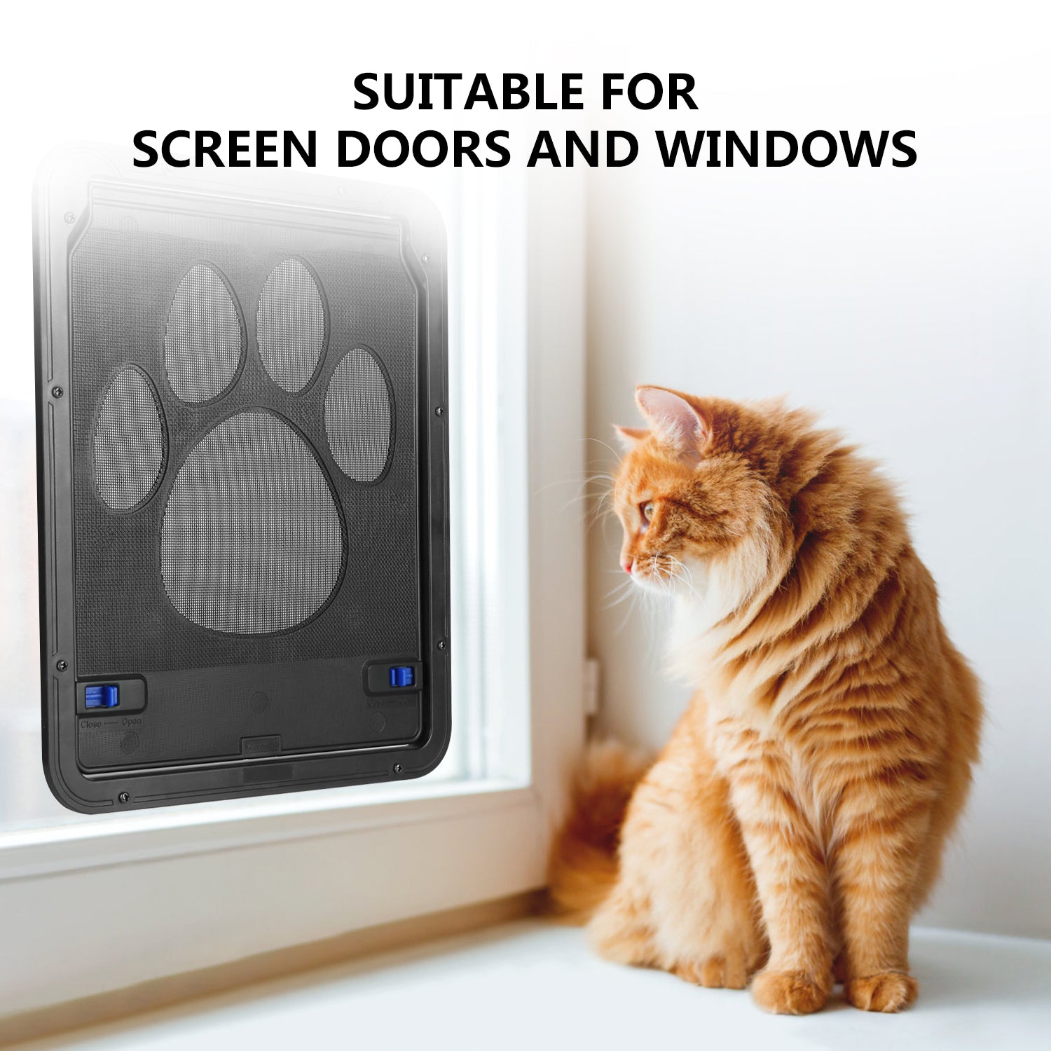 Pidsen Cat Door Magnetic Self Close Pet Screen Door with Lock Function for Puppy Cat (11.4in*9.4in)