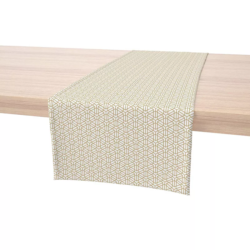 Table Runner， 100% Cotton， 16x108， Geometric Golden Design