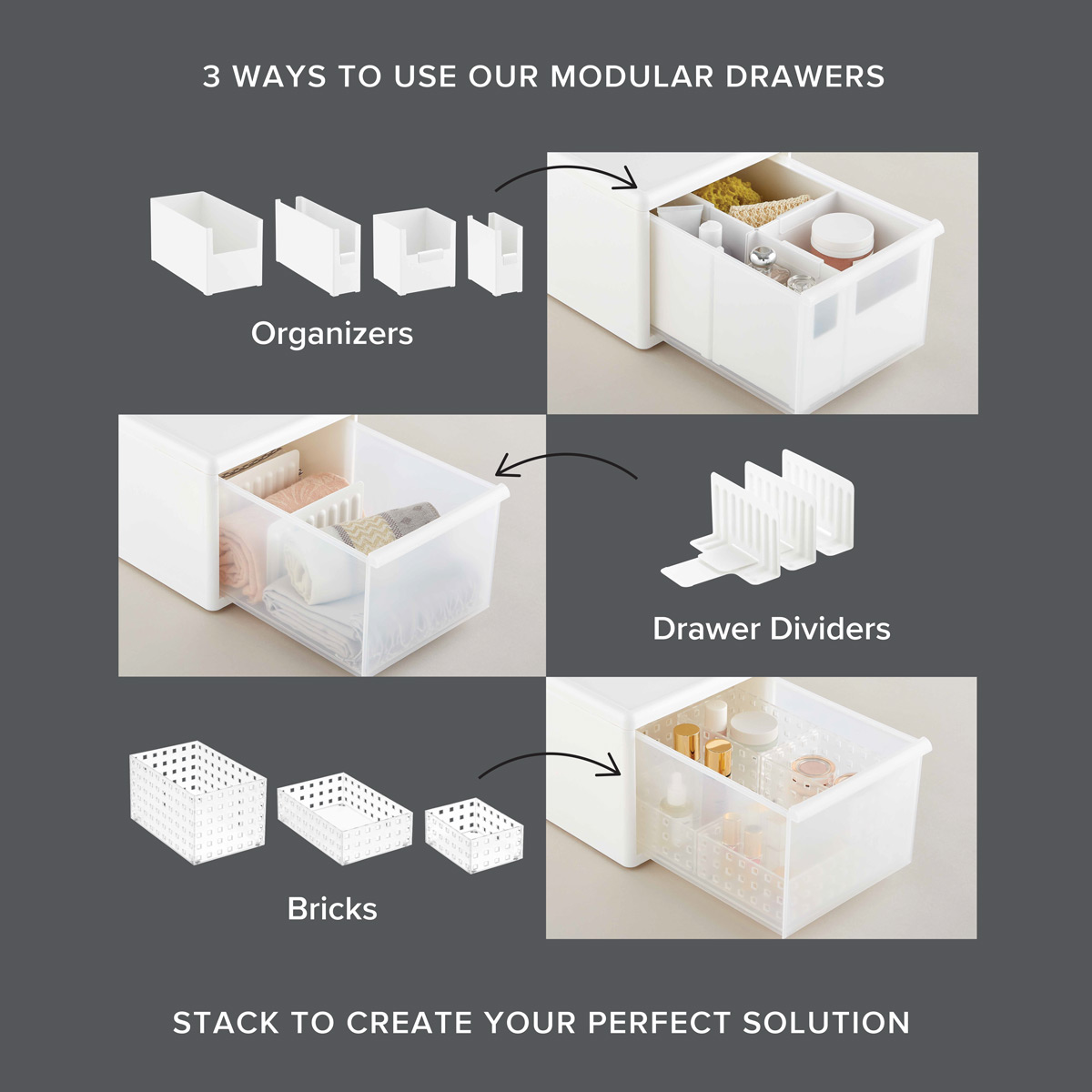 Likeit White Modular Drawers