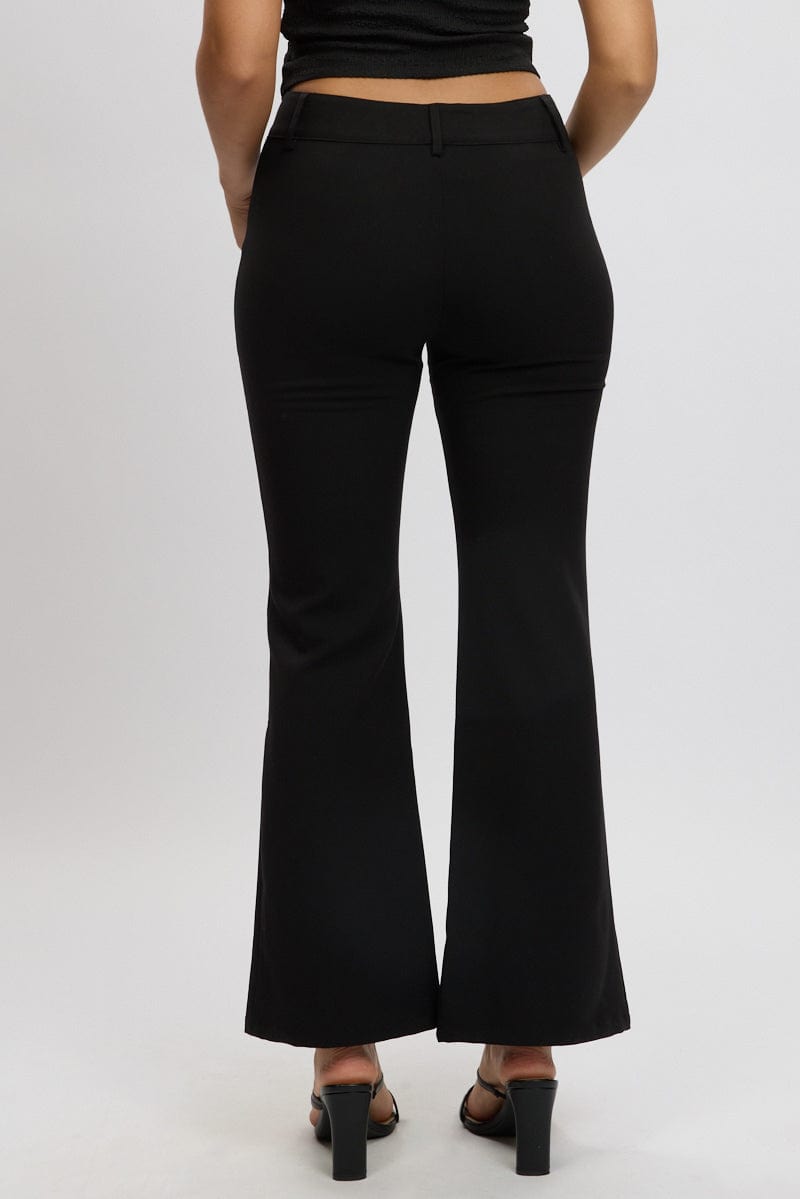 Black Flare Leg Pants Low Rise