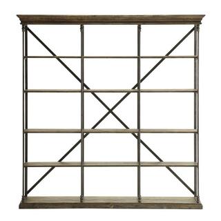 Coast To Coast Accents Corbin 86.50 in. Medium Brown Wood and Steel 4-Shelf Large Bookcase 67462