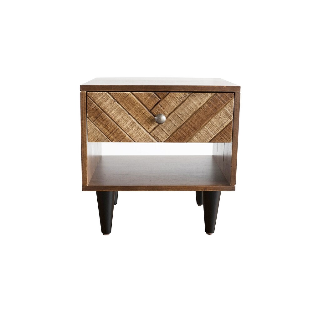 Origin Catalpa wood Advanced Textures Fishbone Parquet Side Table By ComfyStyle