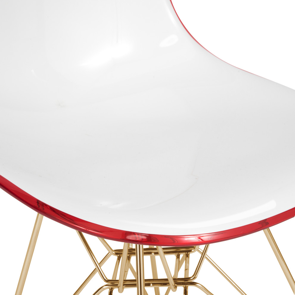 Cresco Molded 2 Tone Eiffel Side Chair  Gold Base  Set of 4  White Red  CR19WRG4   Midcentury   Dining Chairs   by GwG Outlet  Houzz