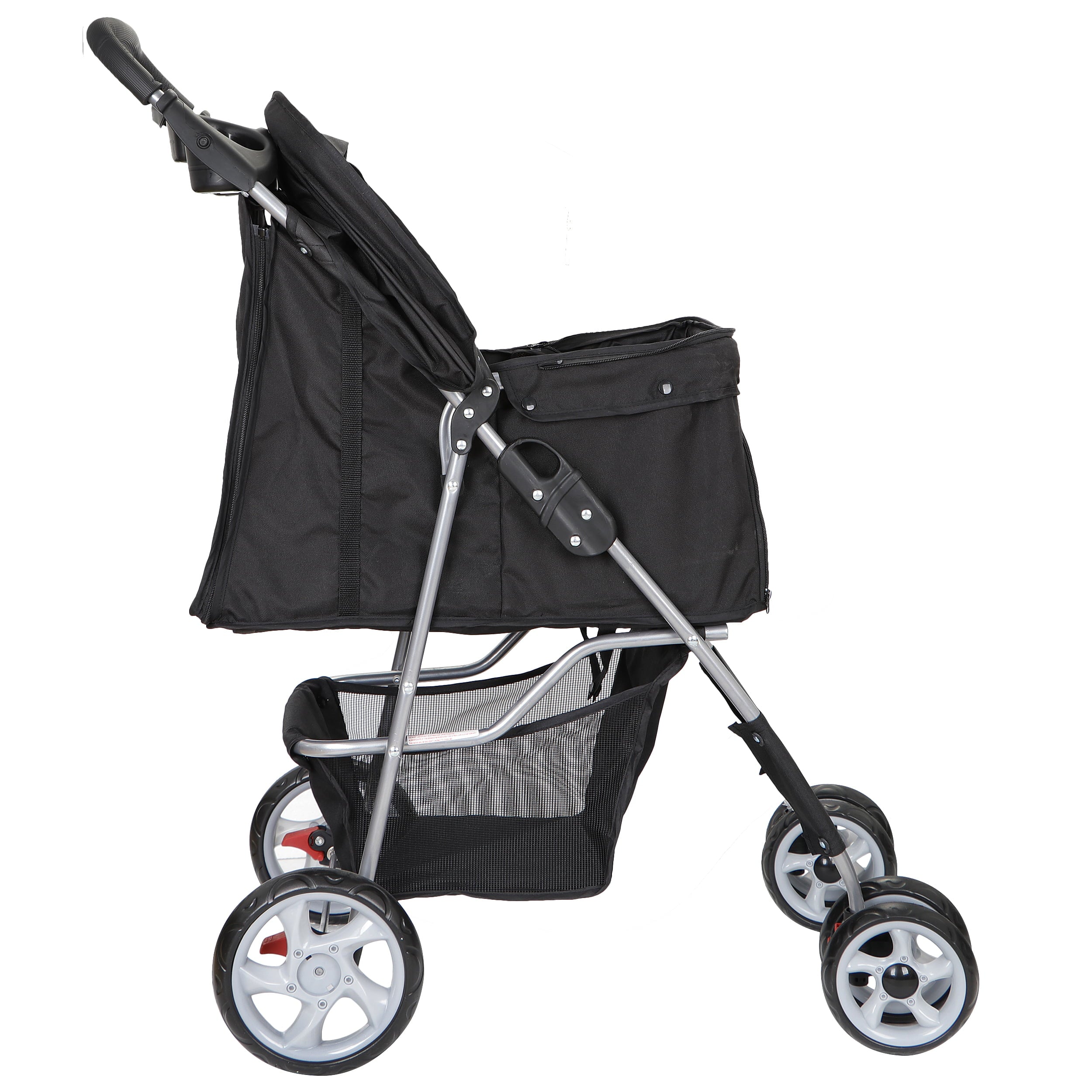 ZENY 4 Wheel Foldable Dog Pet Stroller - Black