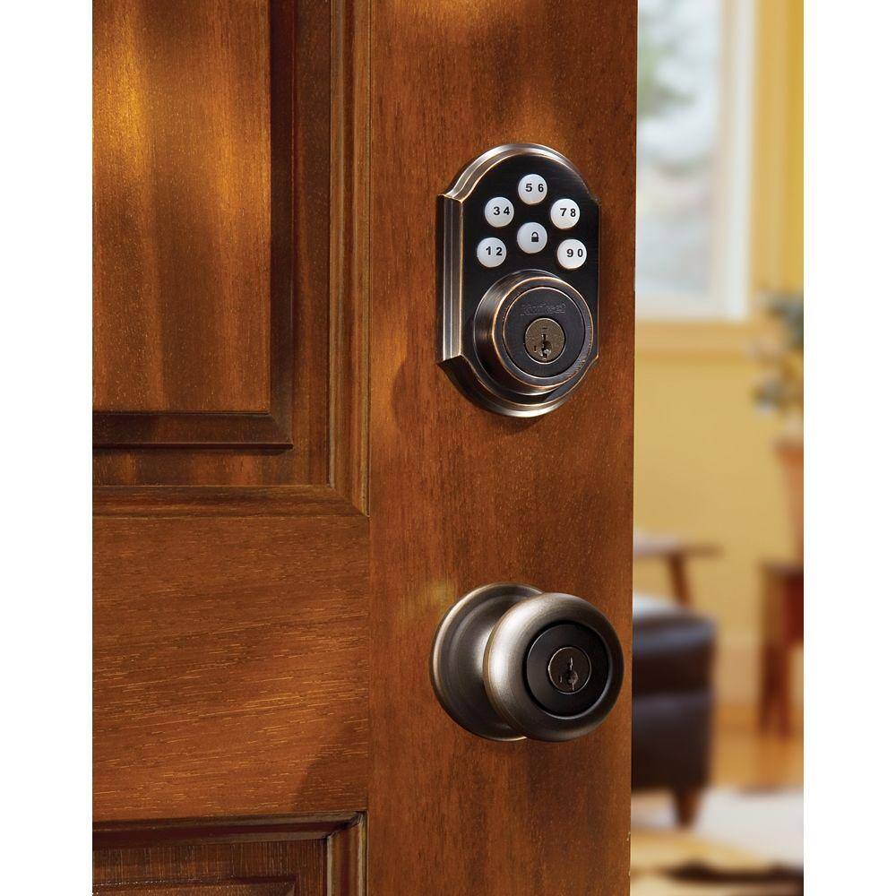 Kwikset SmartCode 909 Venetian Bronze Single Cylinder Keypad Electronic Deadbolt Featuring SmartKey Security 909 11P SMT CP SCR