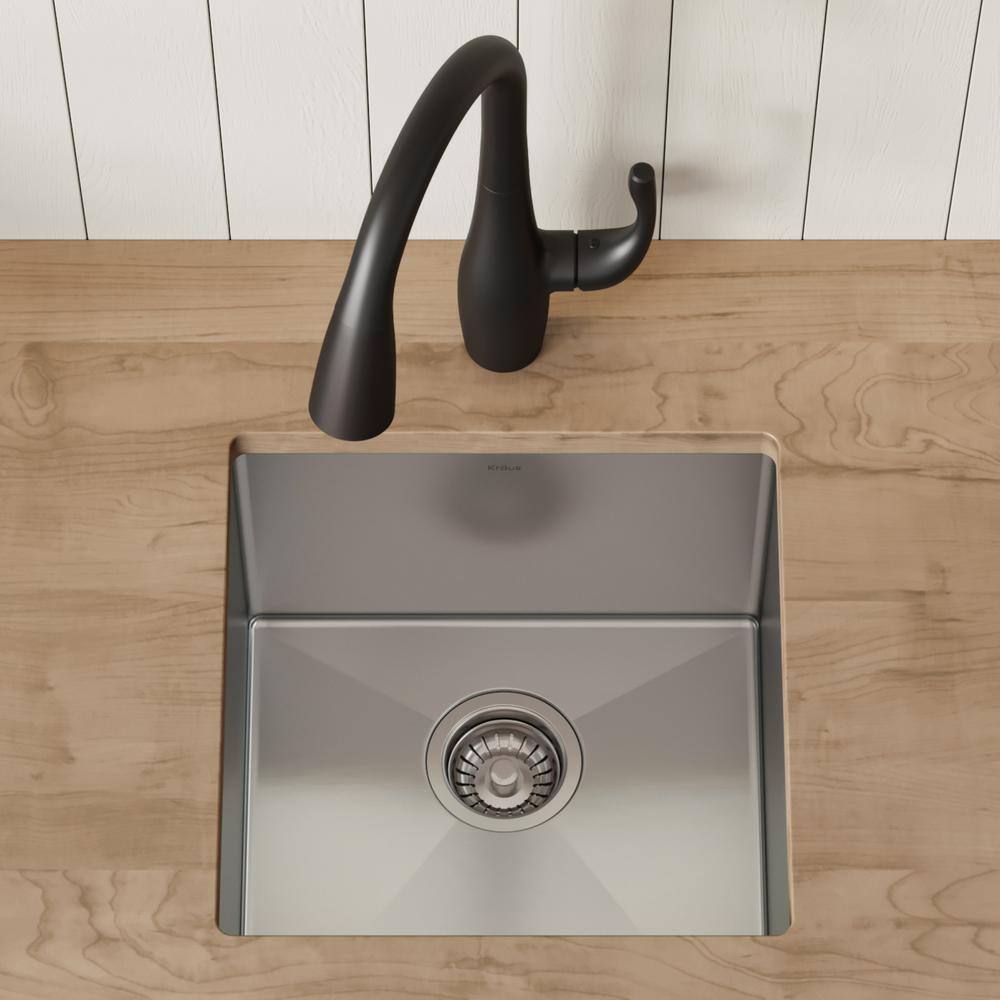 KRAUS Standart PRO 16 Gauge Stainless Steel 17 in. Undermount Bar Sink KHU101-17