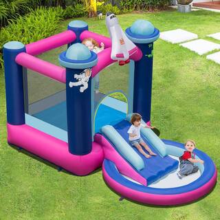 Costway Inflatable Space-themed Bounce House Kids 3-in-1 Bounce Castle with 750-Watt Blower NP10673+ES10151US